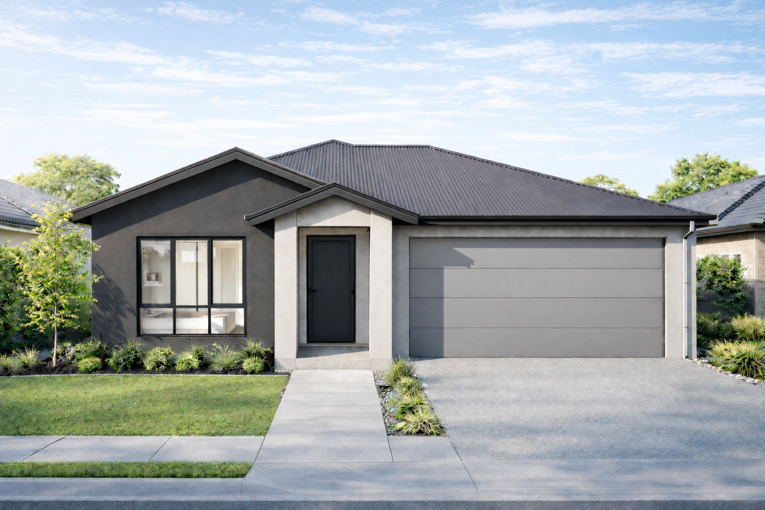 Commercial TRUECORE steel wall frames and roof trusses.